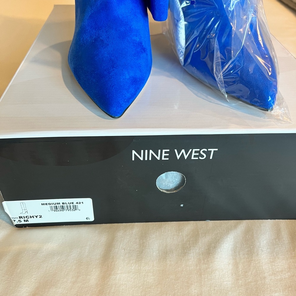 Nine West Blue Heeled Boots with Striking Suede Finish